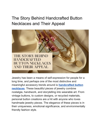 Why Handcrafted Necklaces Are Unique and Fashionable