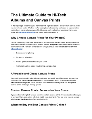 The Ultimate Guide to Hi-Tech Albums and Canvas Prints