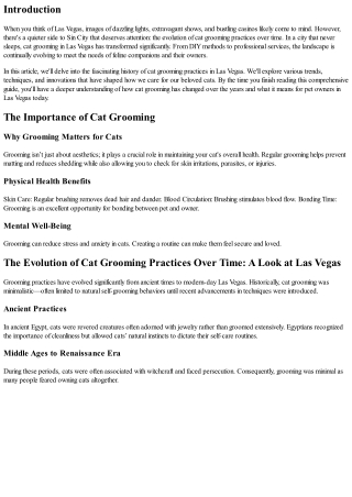 The Evolution of Cat Grooming Practices Over Time: A Look at Las Vegas