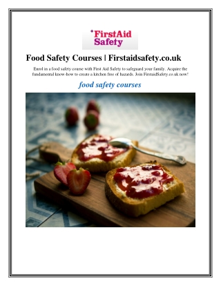 Food Safety Courses Firstaidsafety.co.uk