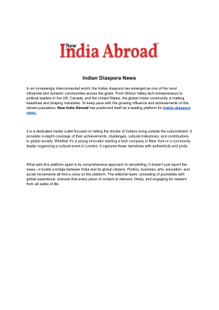 Indian Diaspora News