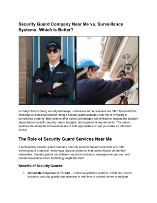 Security Guard Company Near Me vs. Surveillance Systems: Which Is Better?
