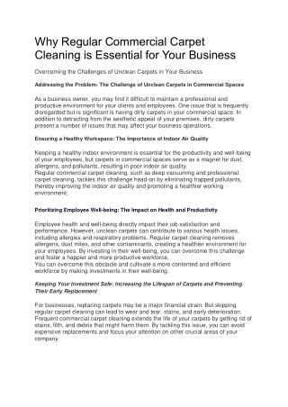 Regular Commercial Carpet Cleaning