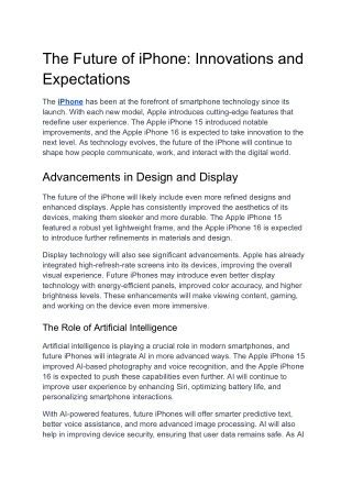 The Future of iPhone: Innovations and Expectations