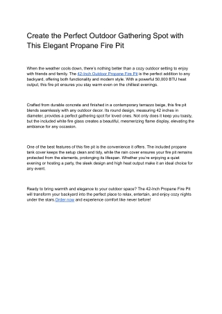 Create the Perfect Outdoor Gathering Spot with This Elegant Propane Fire Pit