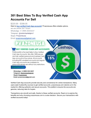 301 Best Sites To Buy Verified Cash App Accounts For Sell