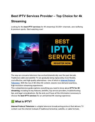 Best IPTV Services Provider – Top Choice for 4k Streaming