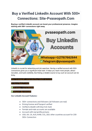 Buy a Verified LinkedIn Account With 500  Connections_ Site-Pvaseopath