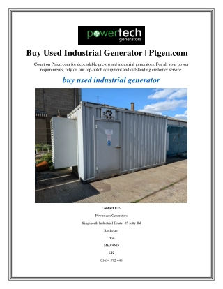 Buy Used Industrial Generator  Ptgen.com