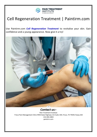 Cell Regeneration Treatment | Paintirm.com