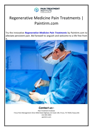 Regenerative Medicine Pain Treatments | Paintirm.com