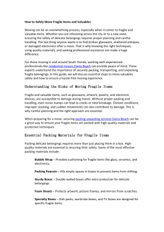 How to Safely Move Fragile Items and Valuables