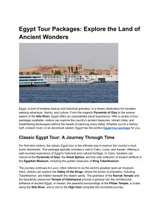 Egypt Tour Packages_ Explore the Land of Ancient Wonders