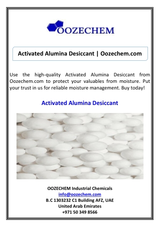 Activated Alumina Desiccant Oozechem.com