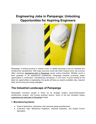 Engineering Jobs in Pampanga_ Unlocking Opportunities for Aspiring Engineers