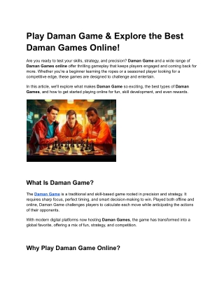 Play Daman Game & Explore the Best Daman Games Online!1