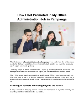 How I Got Promoted in My Office Administration Job in Pampanga