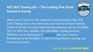 24/7 Tow Truck Surrey – Fast and Affordable Towing Services