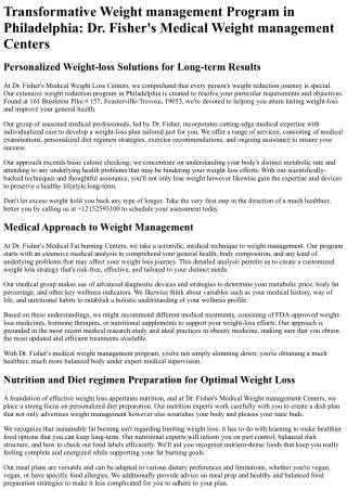 Dr Fishers Medical Weight Loss Centers