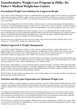 Dr Fishers Medical Weight Loss Centers