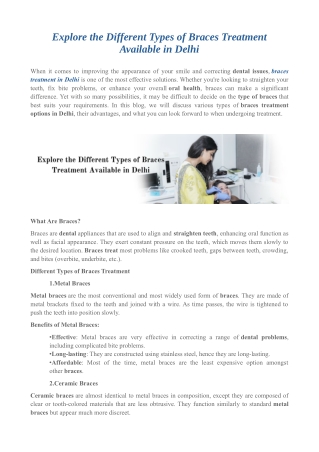 Explore the Different Types of Braces Treatment Available in Delhi