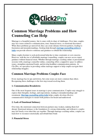 Common Marriage Problems and How Counseling Can Help
