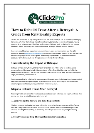 How to Rebuild Trust After a Betrayal A Guide from Relationship Experts