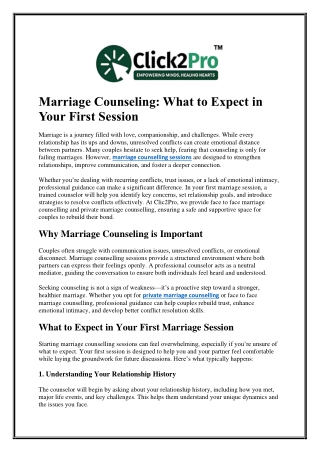 Marriage Counseling What to Expect in Your First Session