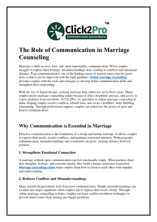 The Role of Communication in Marriage Counseling