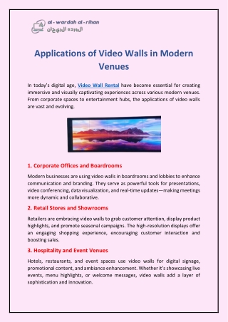 Applications of Video Walls in Modern Venues