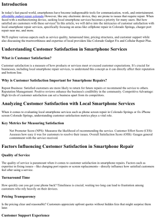 Analyzing Customer Satisfaction with Local Smartphone Services