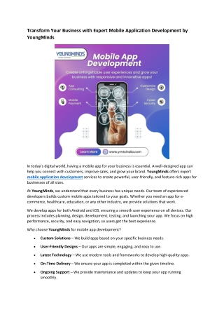 Transform Your Business with Expert Mobile Application Development by YoungMinds