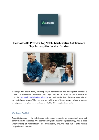 Top Investigative Solution | Admkltd