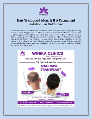 Hair Transplant Men Is It A Permanent Solution For Baldness