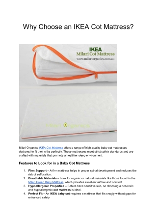 Why Choose an IKEA Cot Mattress?