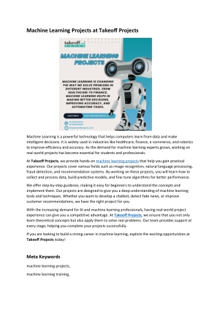 Machine Learning Projects at Takeoff Projects