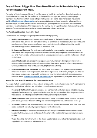 Beyond Bacon & Eggs How Plant-Based Breakfast is Revolutionizing Your Favorite Restaurant Menu