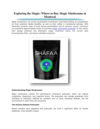 Exploring the Magic: Where to Buy Magic Mushrooms in Montreal