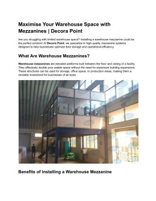 Maximise Your Warehouse Space with Mezzanines _ Decora Point