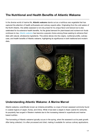 The Nutritional and Health Benefits of Atlantic Wakame