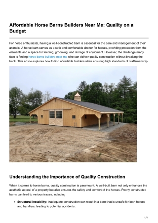 Affordable Horse Barns Builders Near Me Quality on a Budget