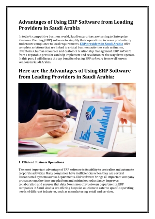 Advantages of Using ERP Software from Leading Providers in Saudi Arabia