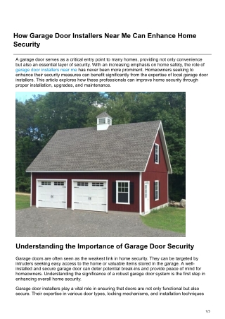 How Garage Door Installers Near Me Can Enhance Home Security