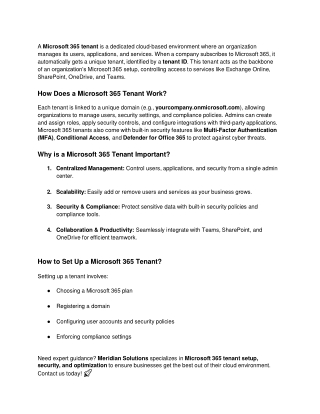 Microsoft 365 Tenant Explained | Setup, Management & Security Guide