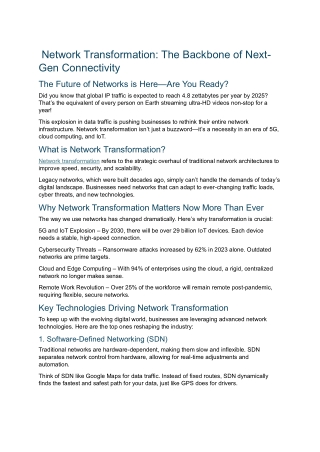 Network Transformation Explained: The Engine Behind Next-Gen Connectivity