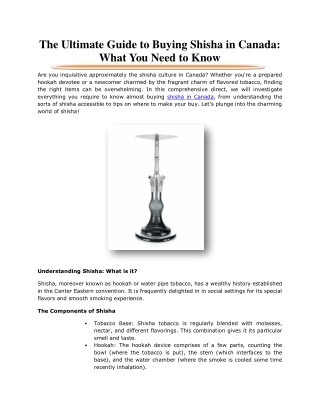 The Ultimate Guide to Buying Shisha in Canada: What You Need to Know