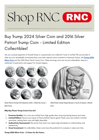 Buy Trump 2024 Silver Coin and 2016 Silver Patriot Trump Coin - Limited Edition Collectibles!