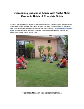 Nasha Mukti Kendra in Noida