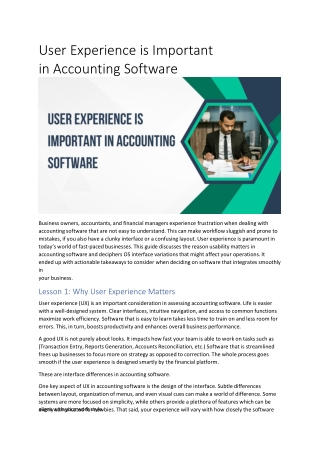 User Experience is Important in Accounting Software