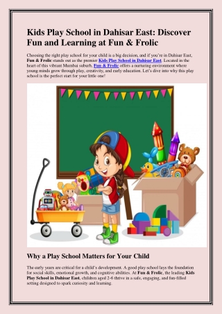 Kids Play School in Dahisar East